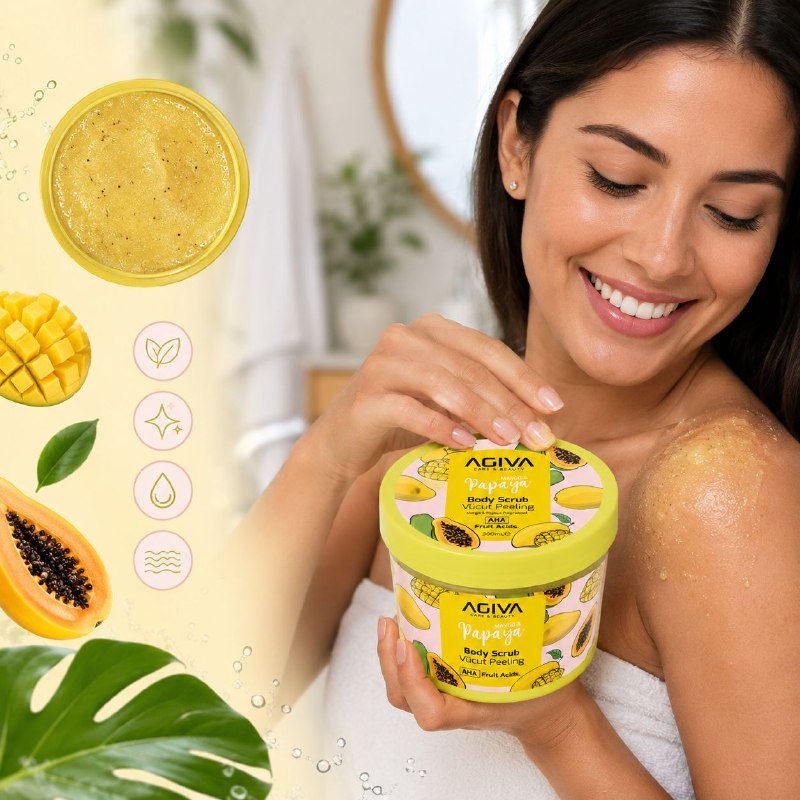 EXFOLIANTE CORPORAL ALISADOR E ILUMIANDOR DE MANGO Y PAPAYA AGIVA 300ML