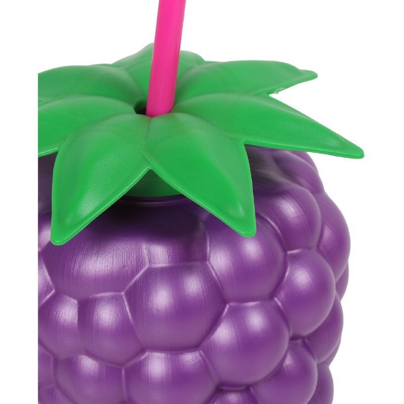 VASO EN FORMA DE UVA DE PLASTICO CON PAJILLA PARA BEBIDAS FRIAS O COCTELES