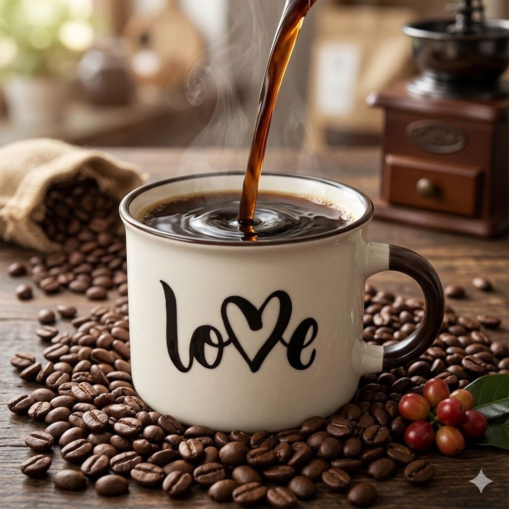 TAZA DE PORCELANA PREMIUM CON DISEÑO DE CALIGRAFIA