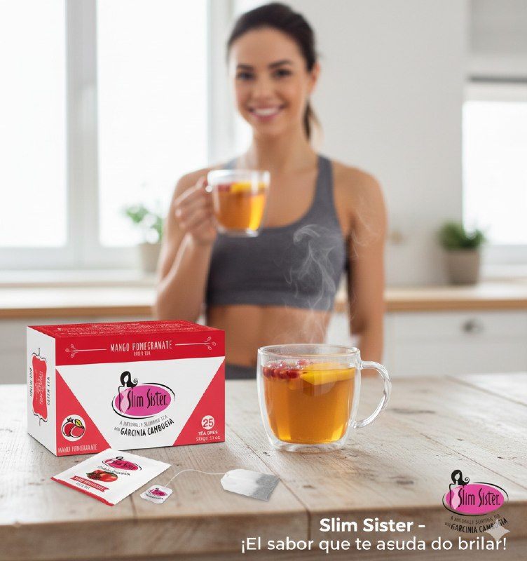 SUPLEMENTO HERBAL TE NATURAL ADELGAZANTE PARA CONTROLAR EL APETITO SABOR MANGO, GRANADA Y GARCINIA CAMBOGIA SLIM SISTER 25UND