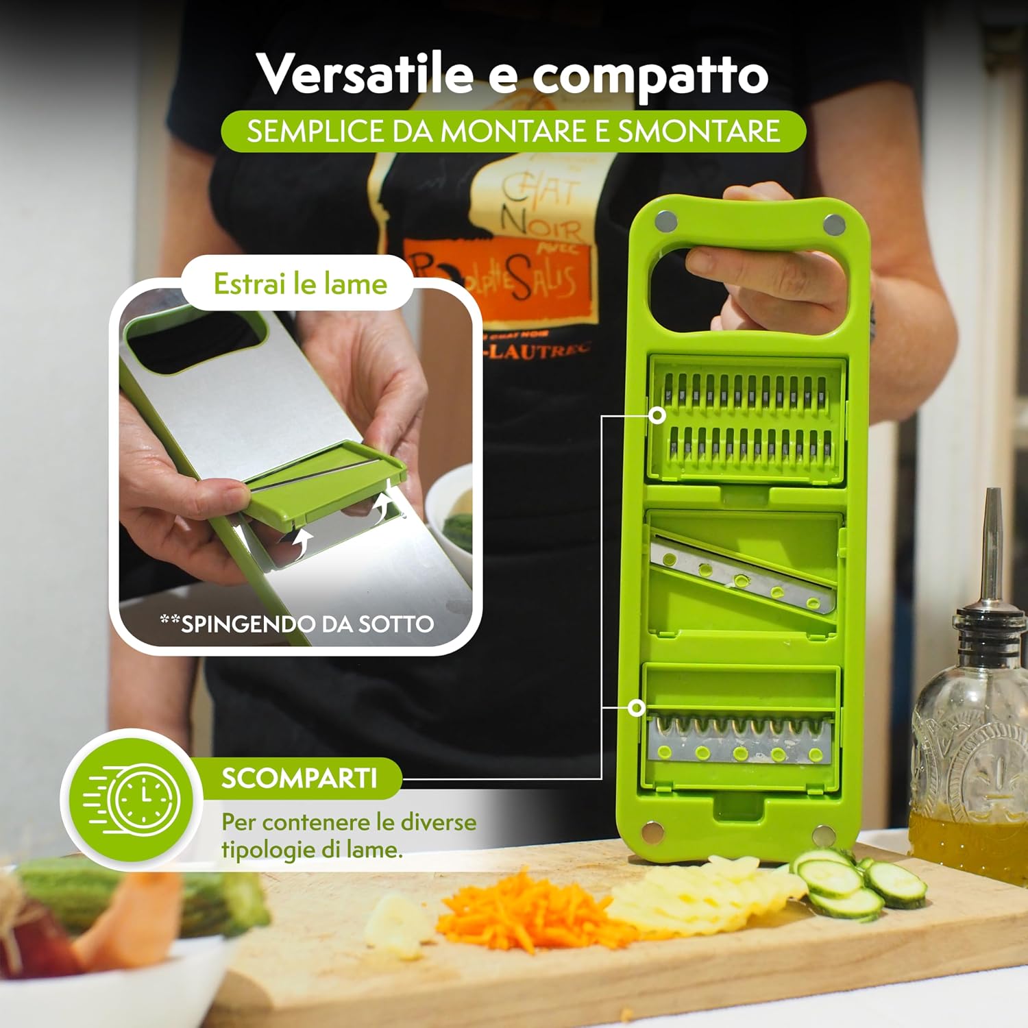 CORTADOR Y RALLADOR DE VERDURAS 4 EN 1 DE ACERO INOXIDABLE VELEKA 28X10.5CM