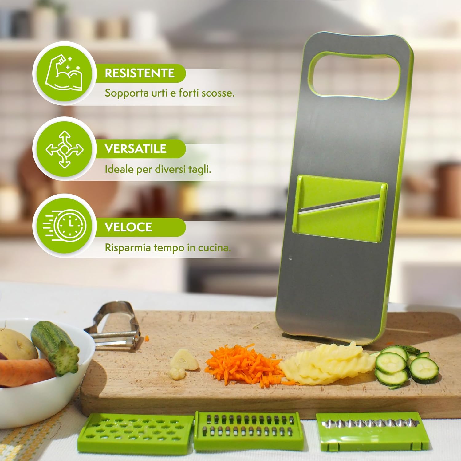 CORTADOR Y RALLADOR DE VERDURAS 4 EN 1 DE ACERO INOXIDABLE VELEKA 28X10.5CM