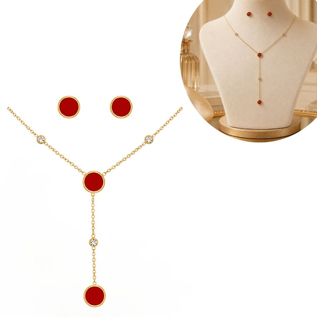 SET DE ENCHAPE CON FORMA DE CIRCULO ROJO