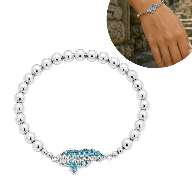 PULSERA DE ENCHAPE ELASTICA PARA DAMA CON DISEÑO DE HONDURAS