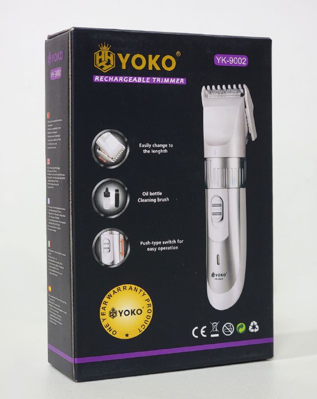 MAQUINA CORTADORA DE PELO RECARGABLE PROFESIONAL SE CAMBIA FACILMENTE LA LONGITUD YOKO YK-9002