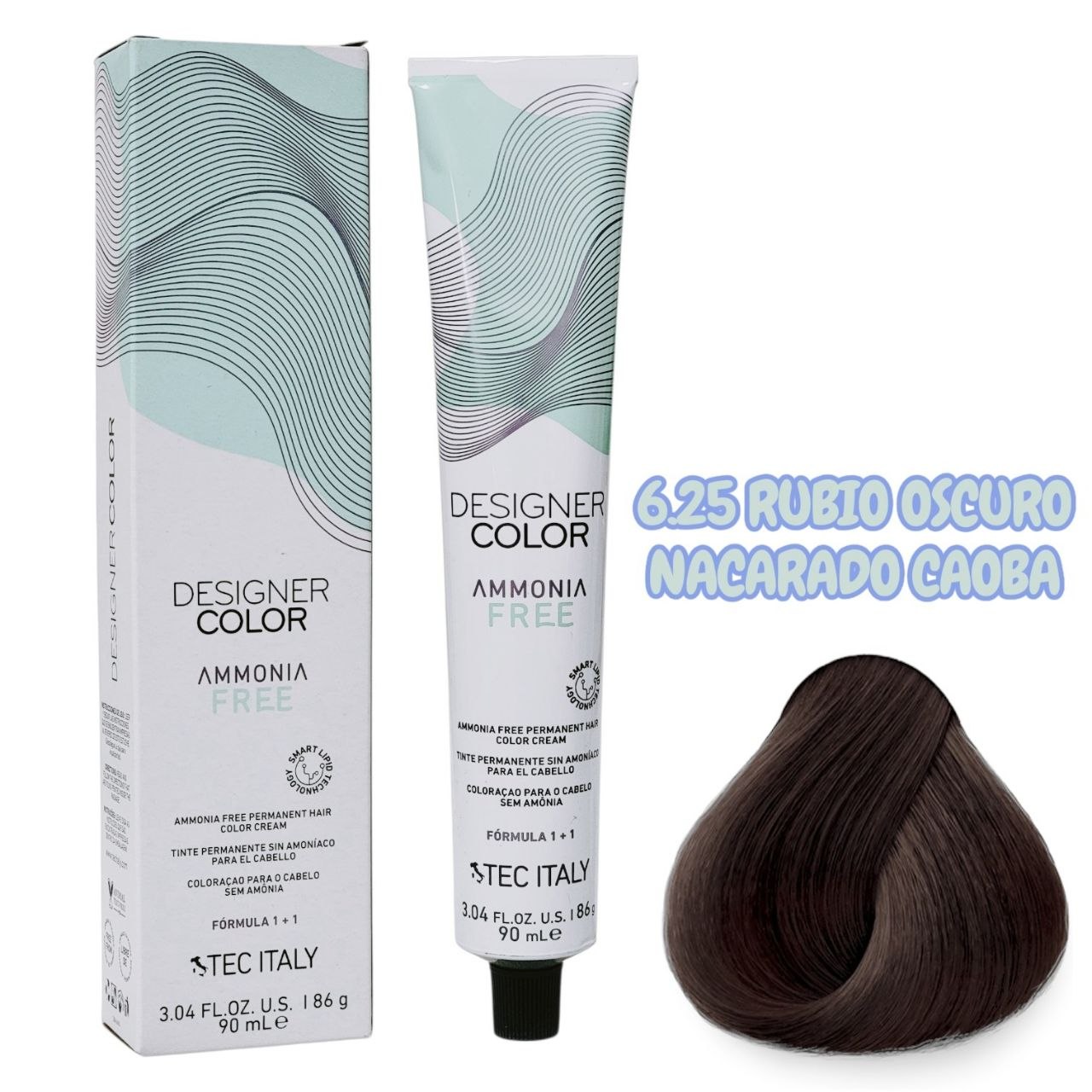 TINTE PERMANENTE CUIDA TU CABELLO Y OFRECE RESULTADOS CON TONOS MÁS NATURALES TONO 6.32 RUBIO OSCURO DORADO NACARADO  1+1 TEC ITALY 90ML