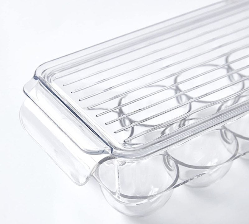 ORGANIZADOR DE HUEVOS TRANSPARENTE HUEVERA PARA 14 HUEVOS 37X11X7.5CM