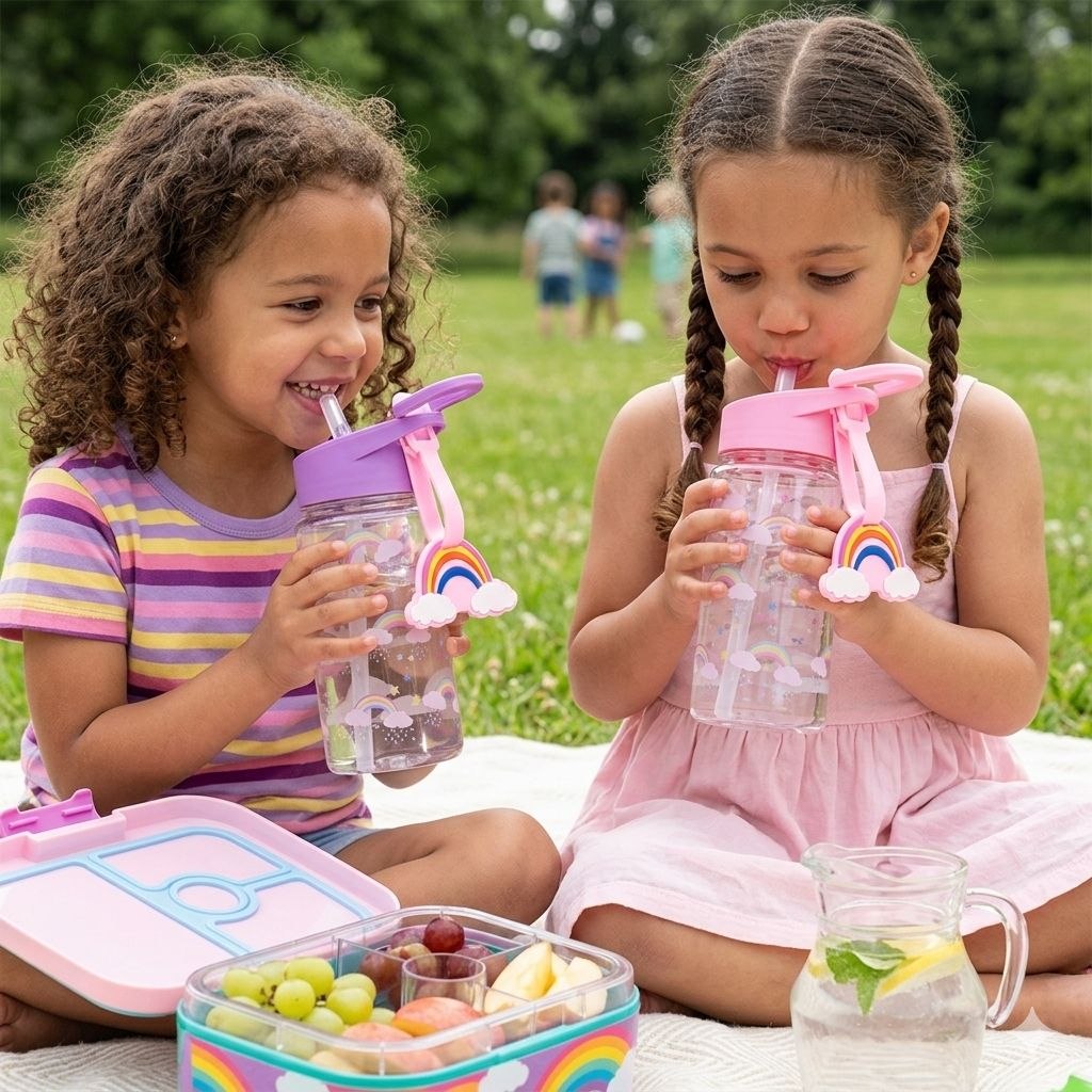 BOTE DE AGUA CON DISEÑO INFANTIL DE ARCOIRIS LIFE ART