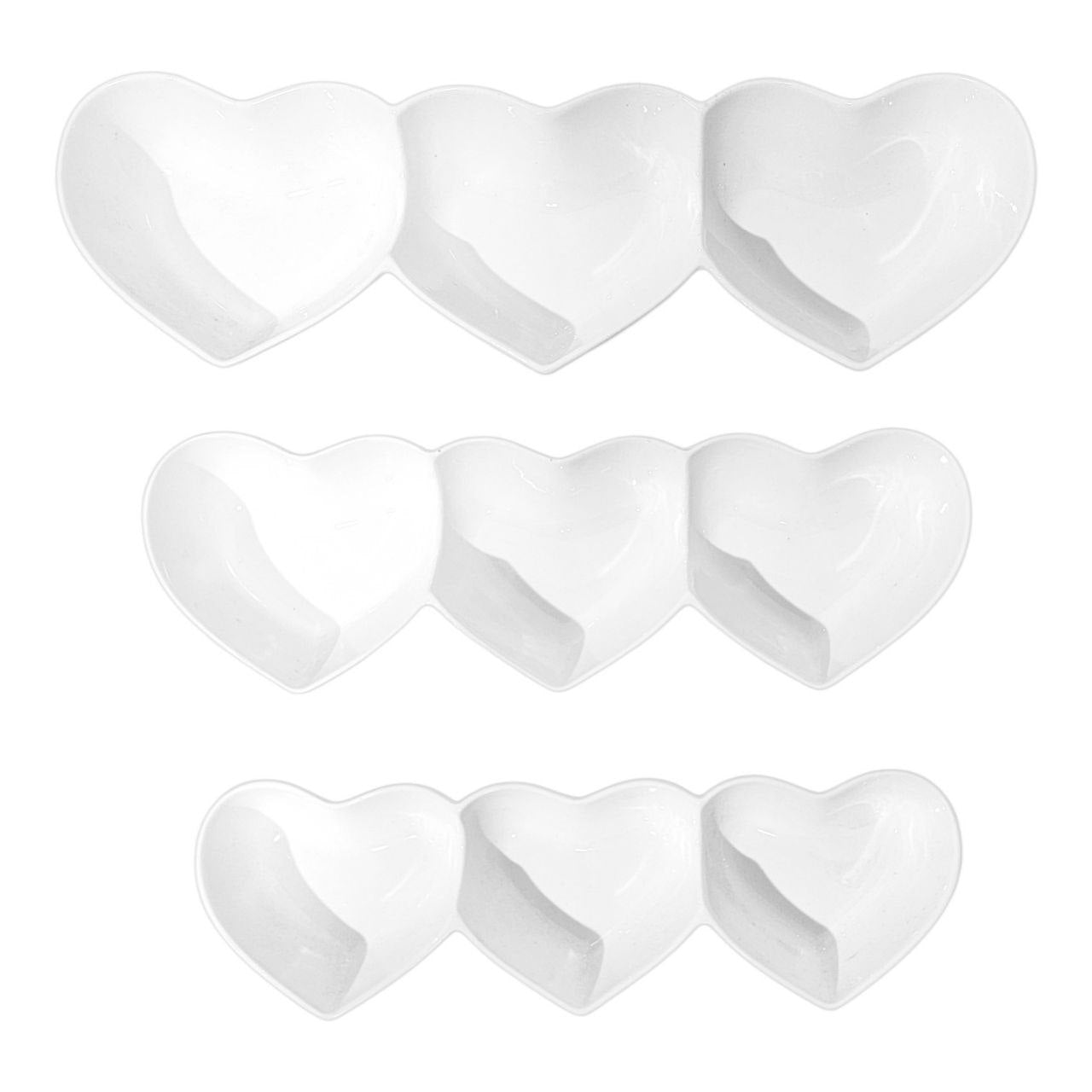 JUEGO DE PLATOS PARA APERITIVOS DE 3 CUENCOS SECCIONADOS CON FORMA DE CORAZON 3PCS LIFEART