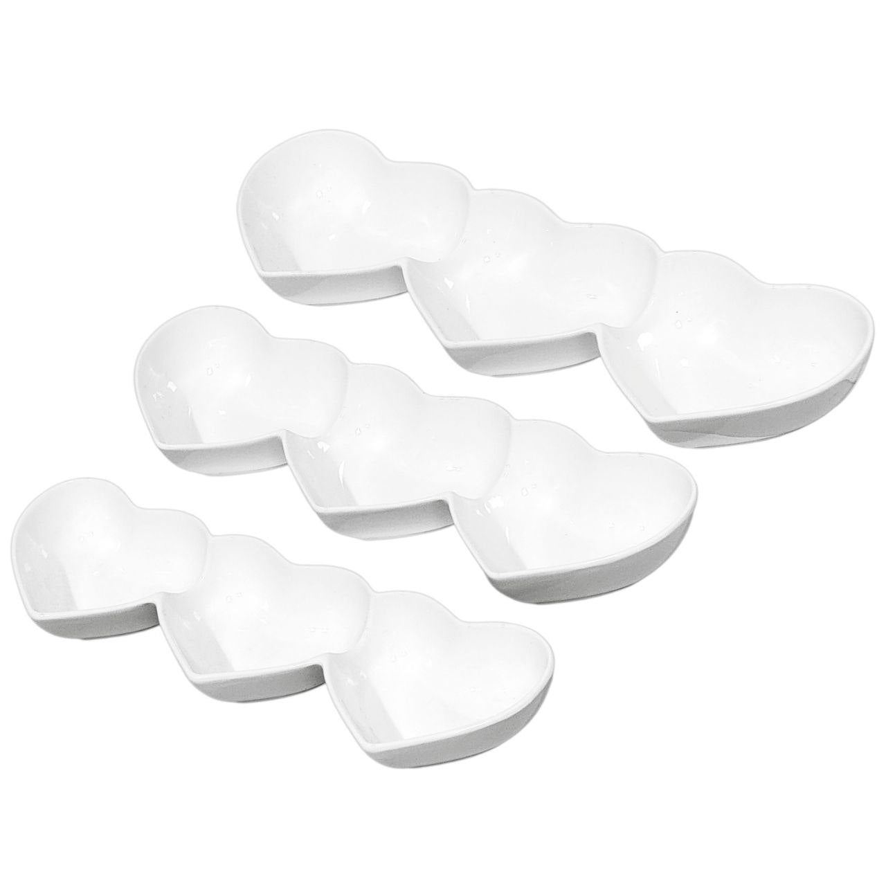 JUEGO DE PLATOS PARA APERITIVOS DE 3 CUENCOS SECCIONADOS CON FORMA DE CORAZON 3PCS LIFEART