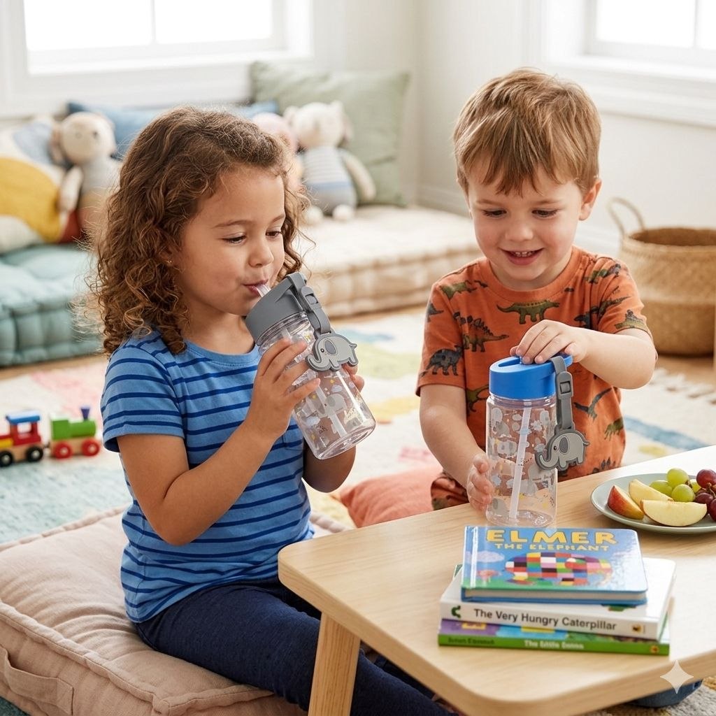 BOTE DE AGUA CON DISEÑO INFANTIL ELEFANTES LIFE ART