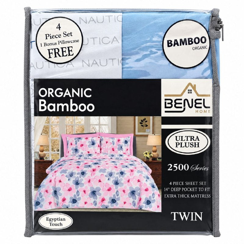 JUEGO DE SABANAS INDIVIDUAL DE 4 PIEZAS DE MICROFIBRA Y BAMBU BENELI HOME
