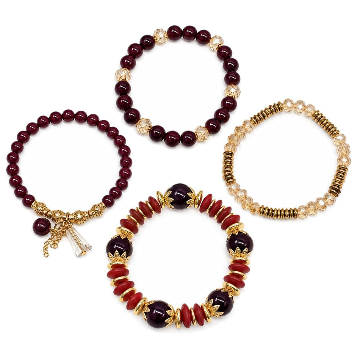 SET DE 4 PULCERAS AJUSTABLES DE ENCHAPE PARA DAMA