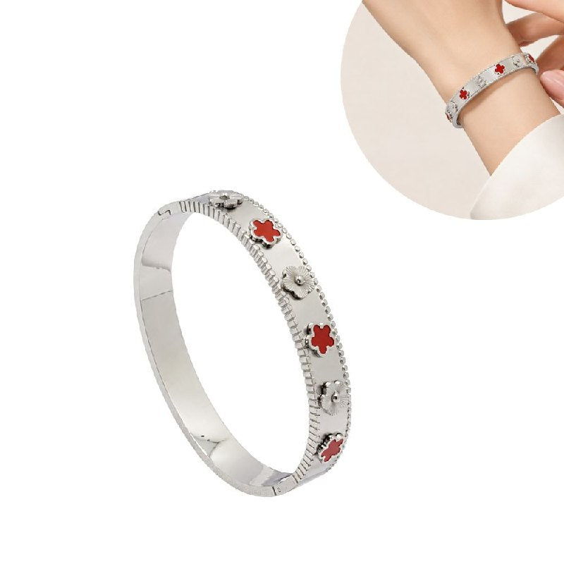 PULSERA DE ENCHAPE PARA DAMA CON DISEÑO DE FLOR 6.5CM