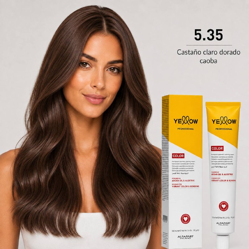 TINTE PERMANENTE PARA EL CABELLO CON ACEITE DE ARGAN Y ALOETRIX TONO 5.35 CASTAÑO CLARO DORADO CAOBA ALFAPARF 100ML