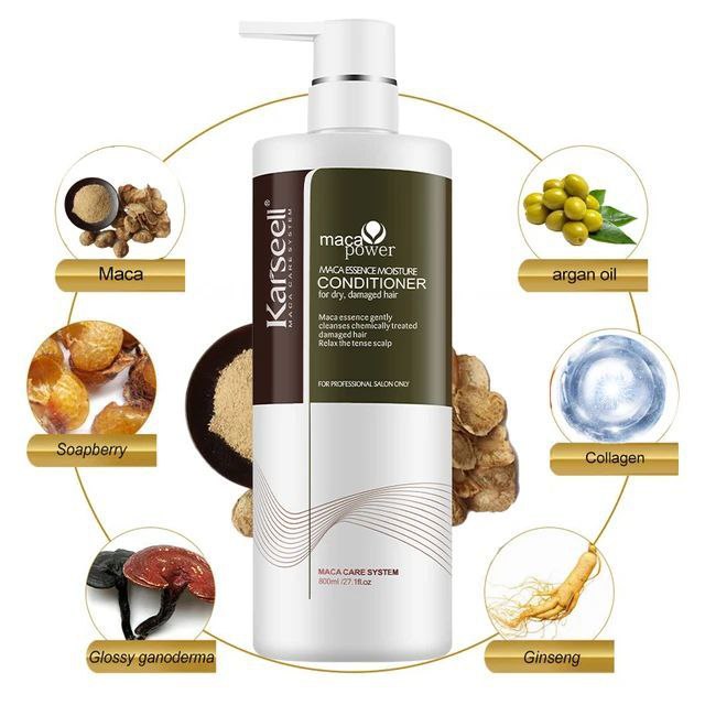 ACONDICIONADOR PARA EL CABELLO, REVITALIZA Y REPARA EL CABELLO DAÑADO POR CALOR O TRATAMIENTO DE COLOR, DEJANDOLO SUAVE Y BRILLANTE KARSEELL MACA ESSENCE 800ML
