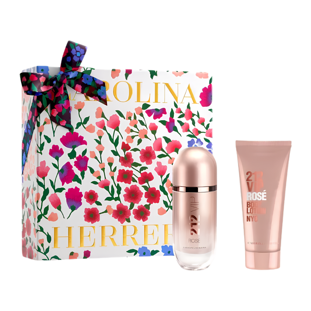 SET CAROLINA HERRERA 212 VIP ROSE EDP 80ML CREMA CORPORAL 100ML (M)