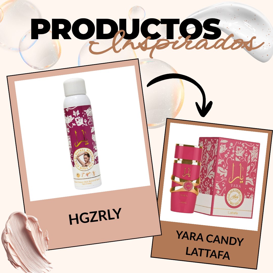 SPRAY DEPILADOR CORPORAL FEMENINO, RETIRA EL BELLO DESDE LA RAIZ SIN DOLOR HGZRL DESERT FLOWER 150ML DUPE DE LATTAFA YARA CANDY