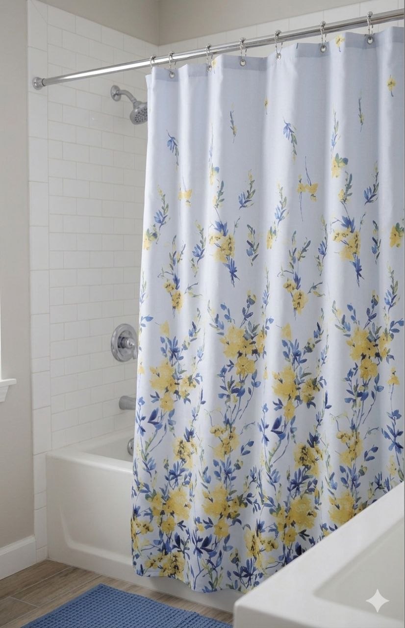 CORTINA DE BAÑO DE TELA CON GANCHOS DE METAL WAFFLE COLLECTION 182.5X182.5CM