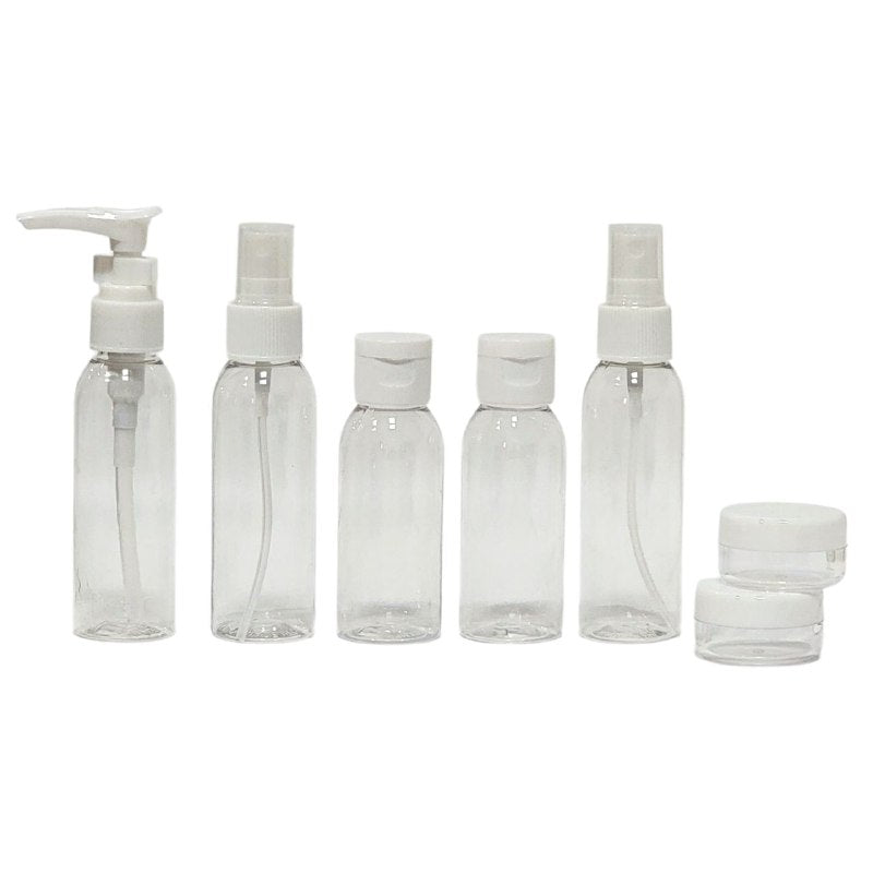 SET PARA VIAJAR VACIAS, EFICIENCIA DE ALMACENAMIENTO COMODO DE 7 PIEZAS, PARA LIQUIDOS Y CREMAS PARA VIAJES EMPTY BOTTLE