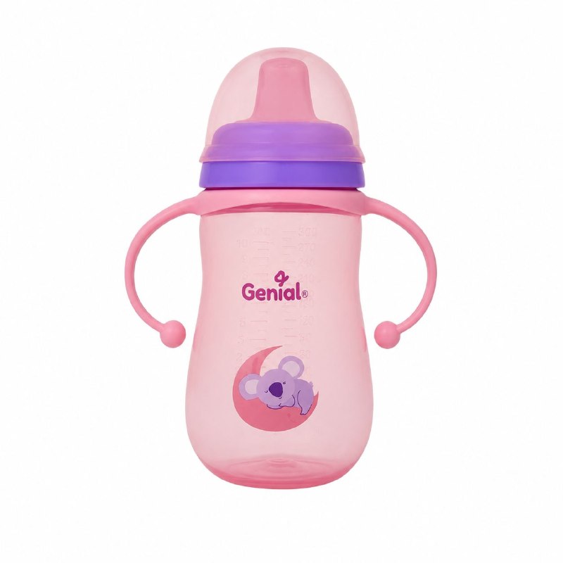 VASO DE ENTRENAMIENTO ANTIDERRAME PARA BEBES ERGONOMICO GENIAL 280ML