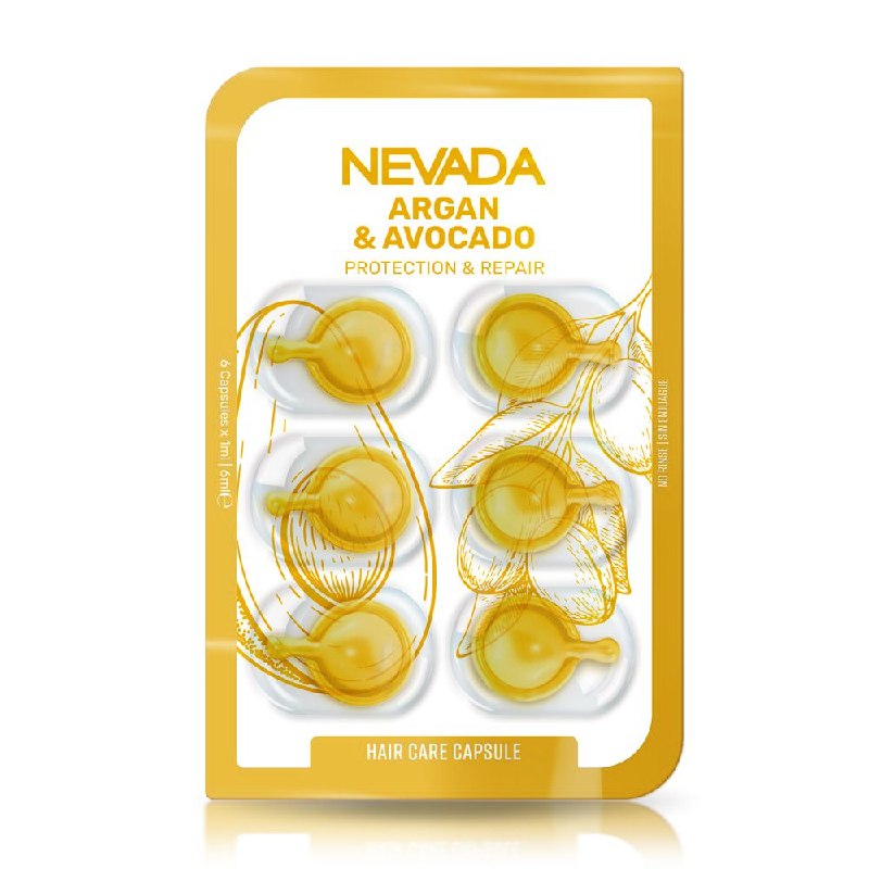 SUERO PARA EL CABELLO EN CAPSULAS HIDRATANTE Y PROTECTOR TERMICO CON ACEITE DE ARGAN Y AGUACATE 6UND NEVADA