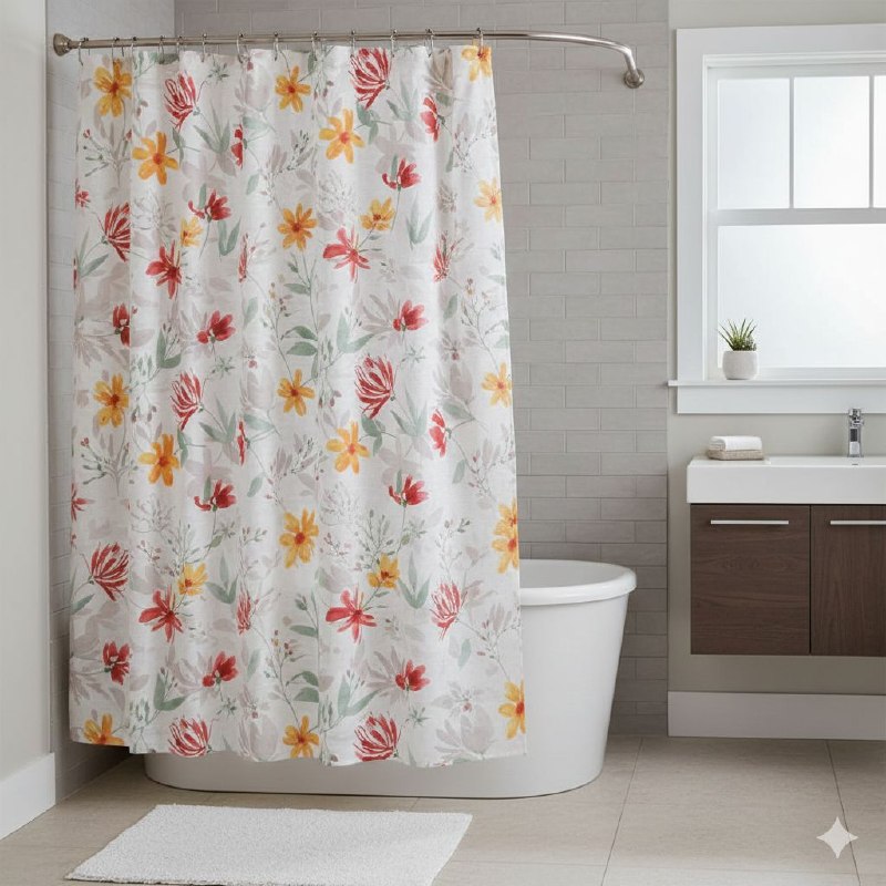 CORTINA DE DUCHA CON 12 GANCHOS DE METAL MODERNA Y ELEGANTE 178X183CM BENELI HOME