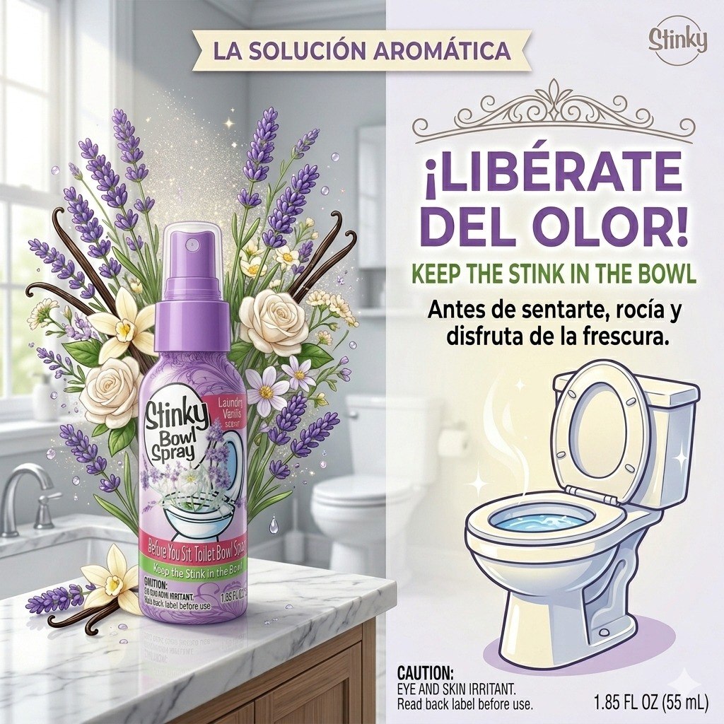 SPRAY BLOQUEADOR DE OLORES PARA EL INODORO AROMA A LAVANDA Y VAINILLA STINKY BOWL 55ML