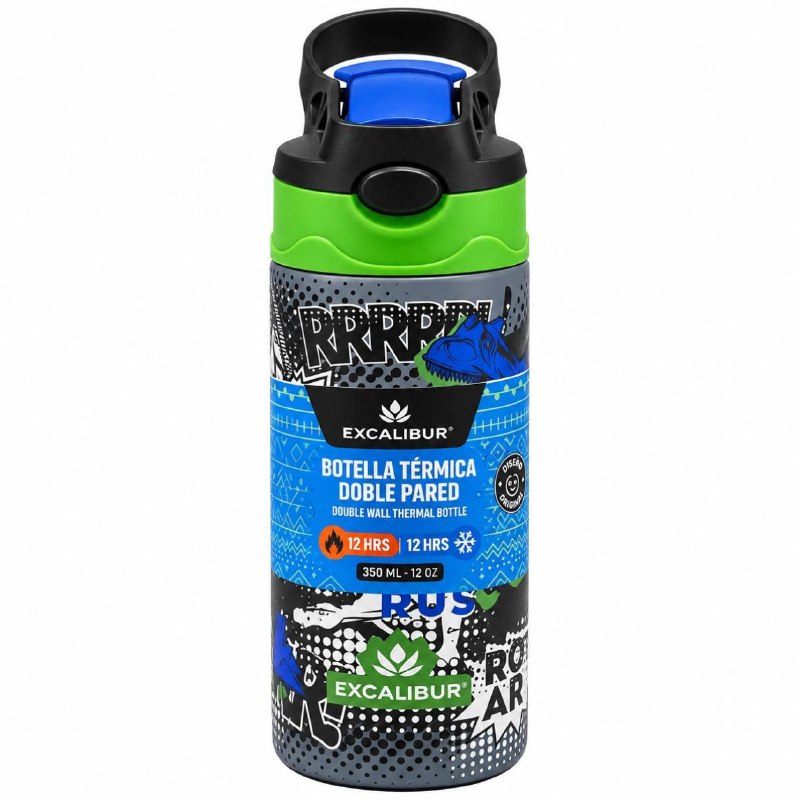 BOTELLA TERMICA DE DOBLE PARED CON ASA PARA NIÑOS EXCALIBUR 350ML