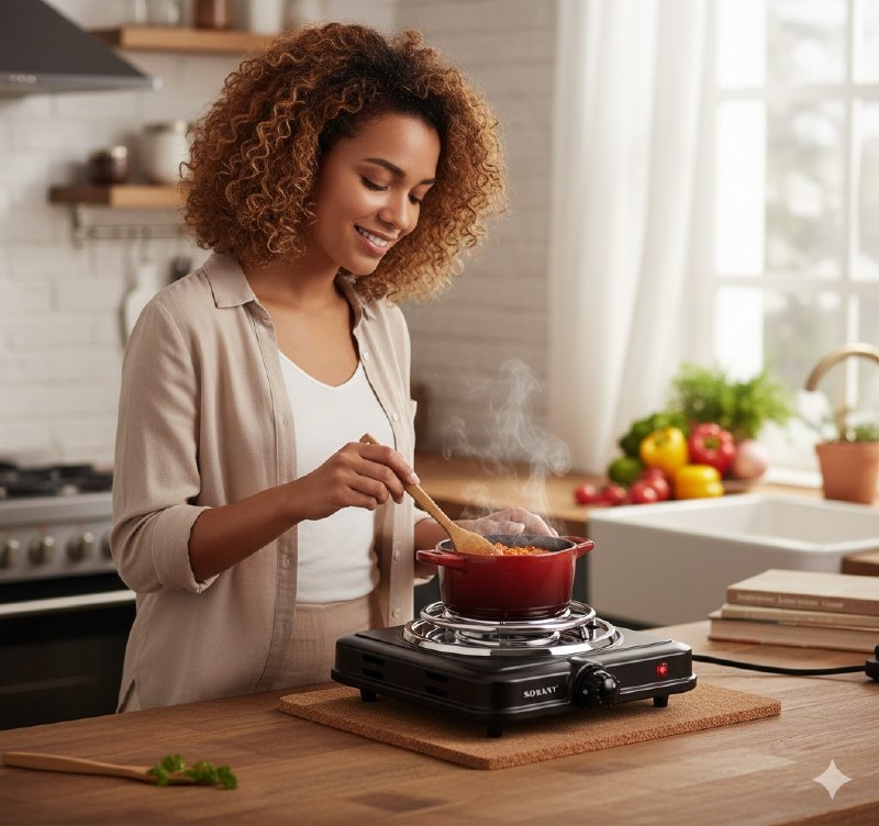 MAQUINA ESTUFA ELECTRICA SK-5111, GRAN POTENCIA DE FUEGO, 1000W, MULTIPLES OPCIONES DE COCCION SOKANY