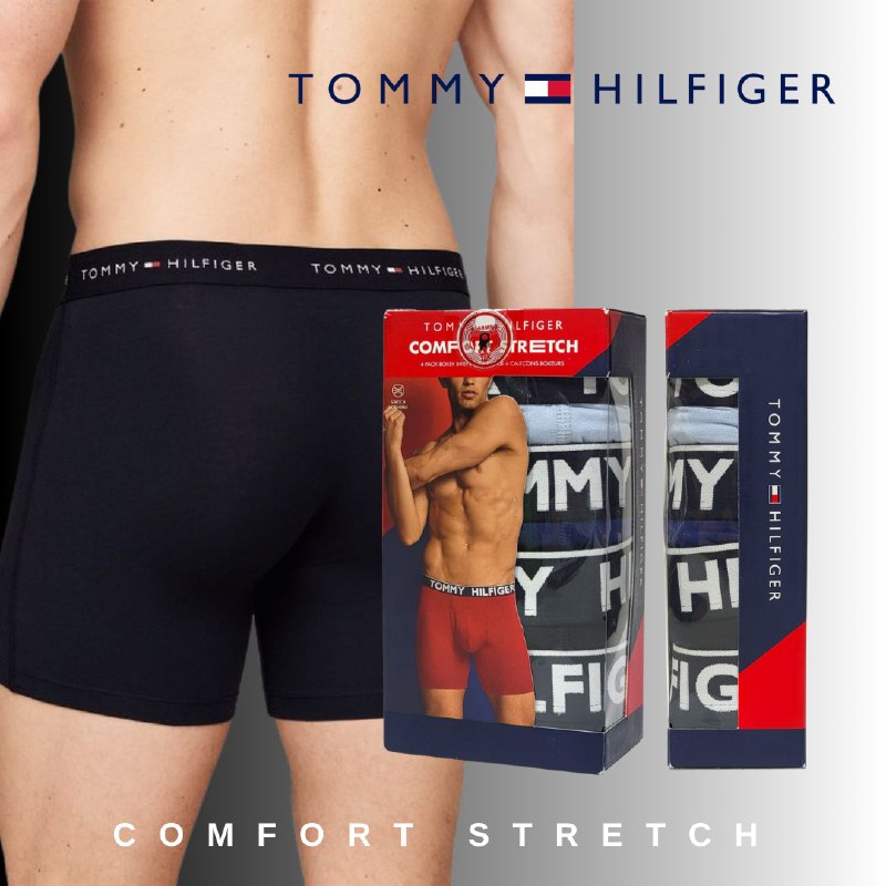 ROPA INTERIOR PARA CABALLERO TOMMY HILFIGER COMFORT STRETCH BOXER BRIEF 4 UNIDADES TALLA MEDIUM 32-34 (M)