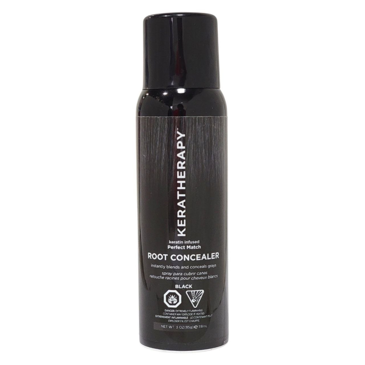 SPRAY CORRECTOR DE COLOR PARA RAICES Y CANAS COLOR NEGROS KERATHERAPY 118ML
