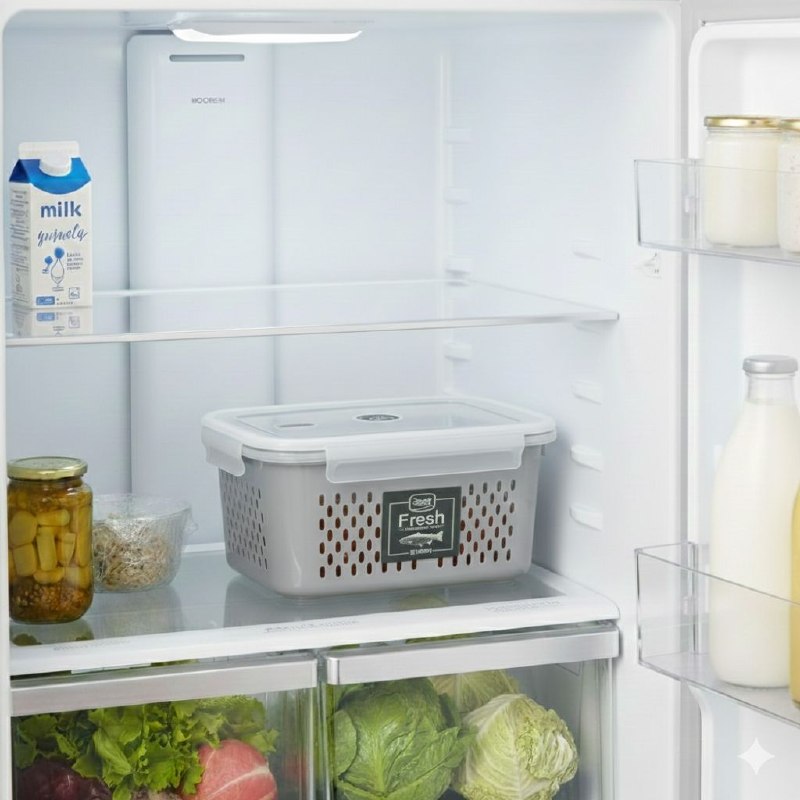 ORGANIZADOR RECIPIENTE ALMACENADOR DE ALIMENTOS DE PLASTICO FRESH PARA PRESERVAR COMIDA DOBLE CAPA Y COLADOR KETNET 22X11CM