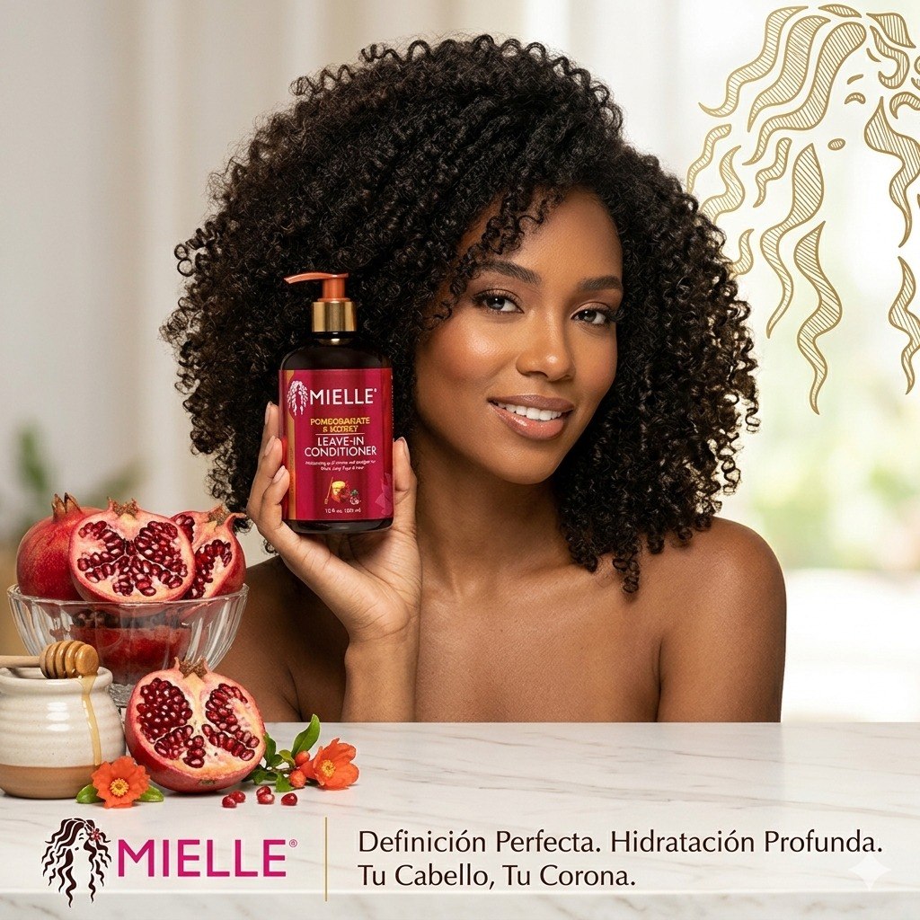 ACONDICIONADOR SIN ENJUAGUE DESENREDANTE PARA RIZOS CON EXTRACTO DE GRANADA Y MIEL MIELLE 335ML