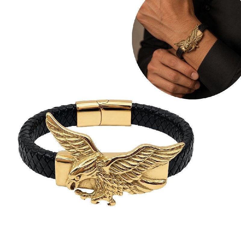 PULSERA DE ENCHAPE PARA CABALLERO CON DISEÑO DE AGUILA 22CM