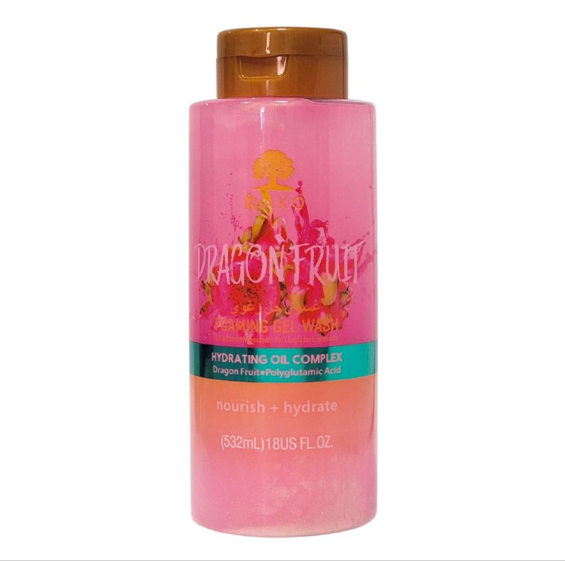 GEL DE DUCHA ESPUMOSO CON FRUTA DEL DRAGON ACIDO POLIGLUTAMICO Y MANTECA DE KARITE RAKO 532ML