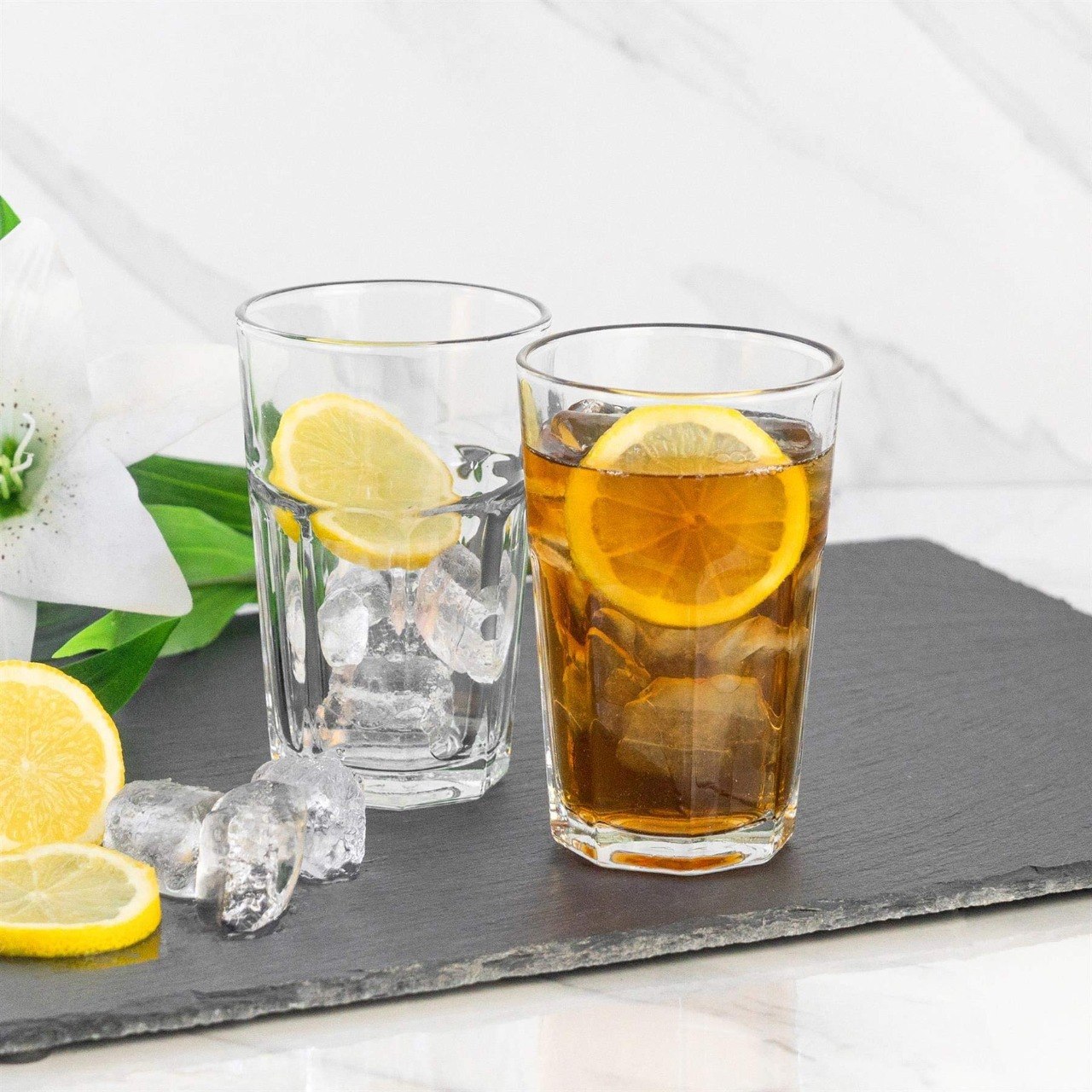 SET DE VASOS MEDIANOS DE VIDRIO ELEGANTES Y MODERNOS 6PCS LAV 303ML