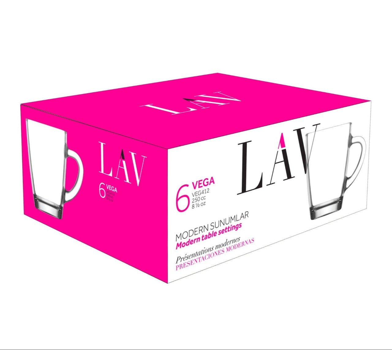 SET DE VASOS DE VIDRIO ELEGANTES Y MODERNOS 6PCS LAV 236