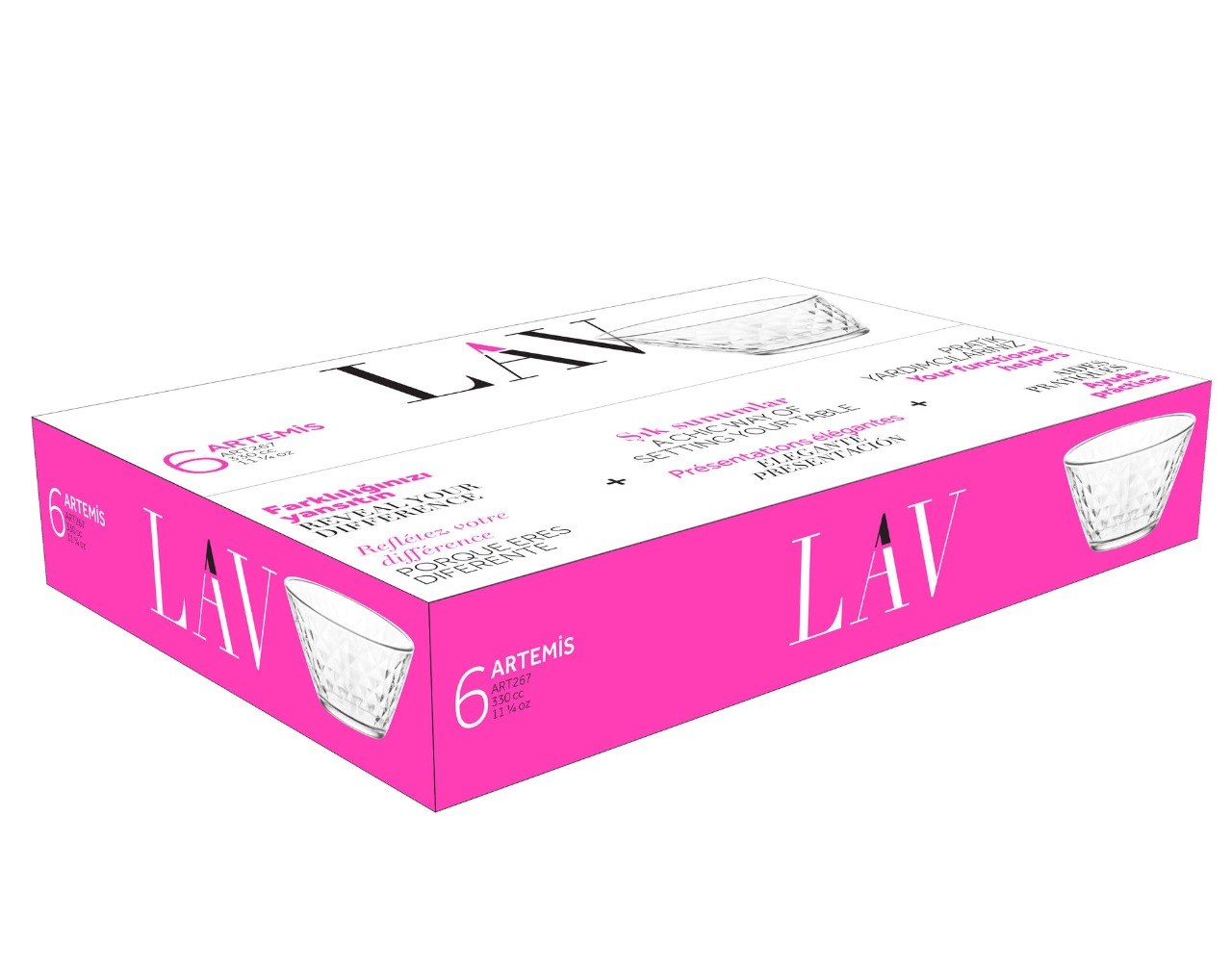 SET DE TAZONES DE VIDRIO ELEGANTES MULTIUSO 6PCS LAV 330ML