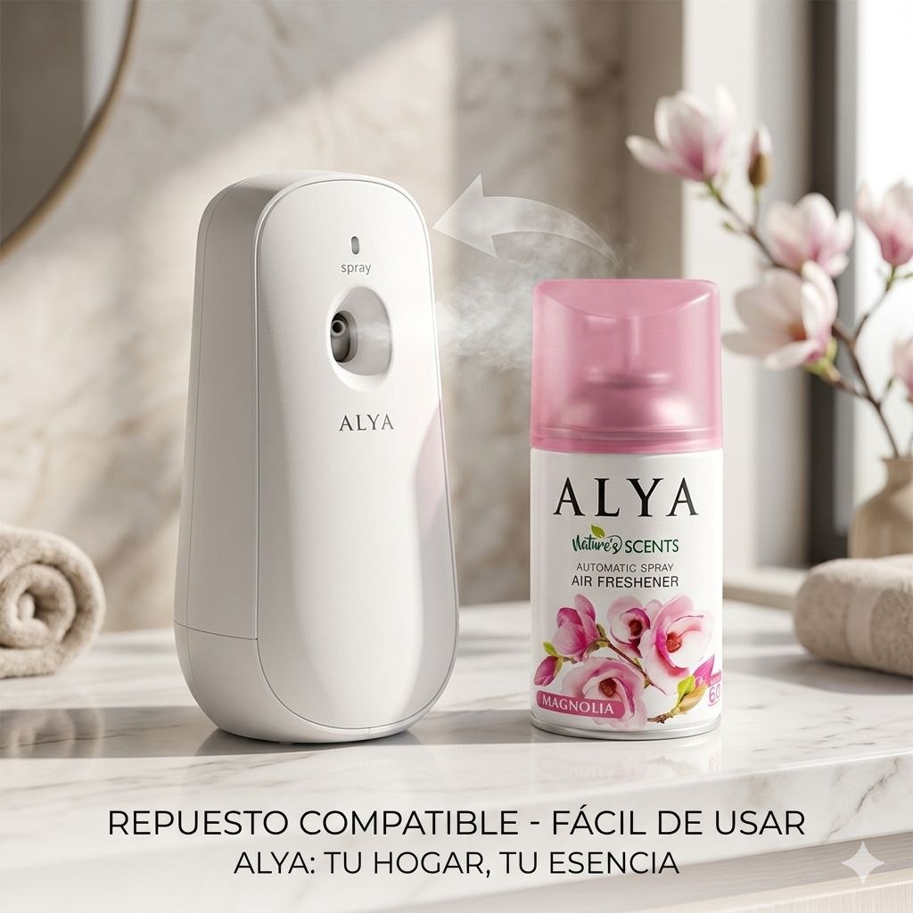 REPUESTO DE SPRAY AMBIENTADOR AUTOMATICA AROMA A MAGNOLIA ALYA 250ML
