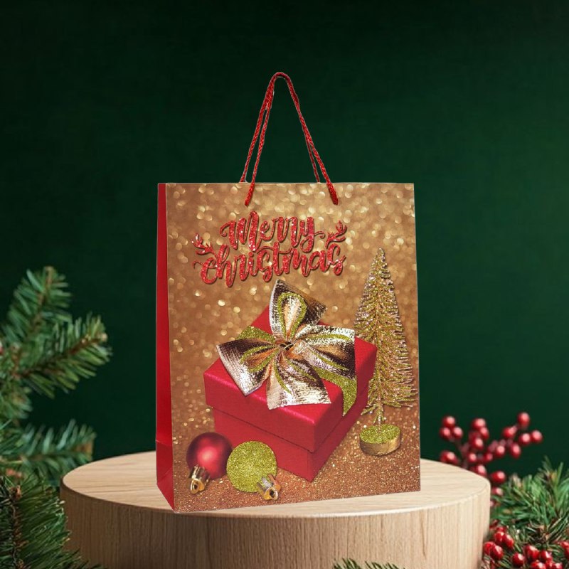 BOLSA DE REGALO NAVIDEÑA MEDIANA 32X26X10CM