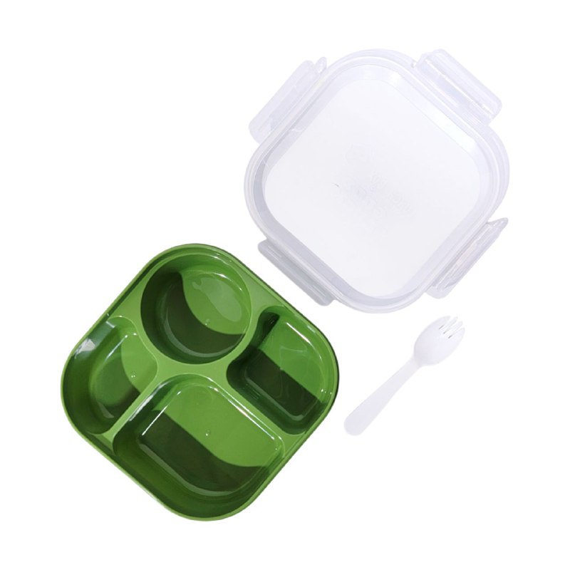 RECIPIENTE PANA PARA ALIMENTOS DE 4 COMPARTIMIENTOS CON TENEDOR BENELI HOME 18X18X6.5CM
