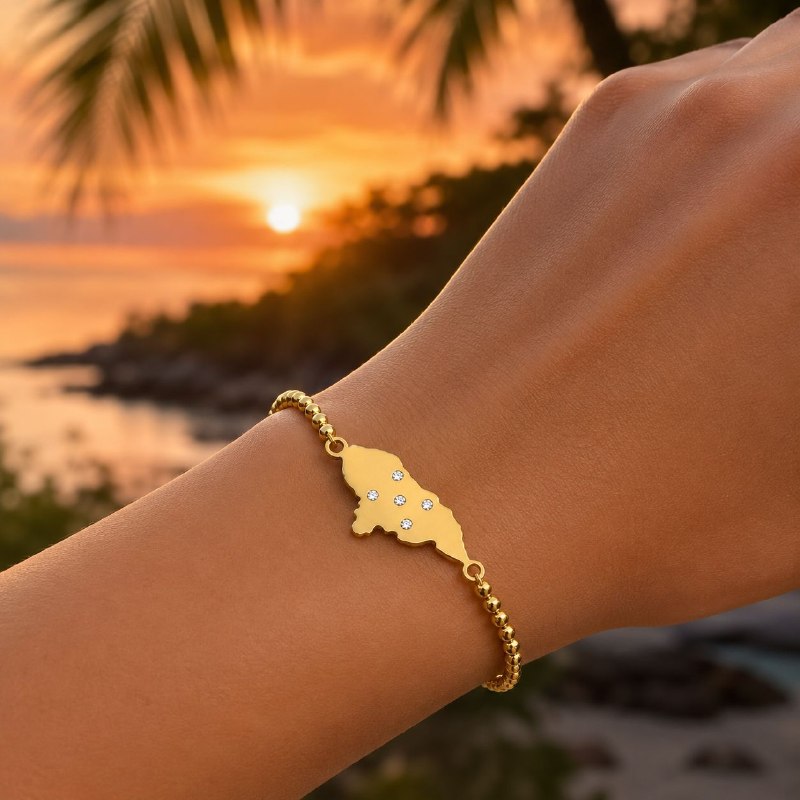 PULSERA DE ENCHAPE ELASTICA PARA DAMA CON DISEÑO DE HONDURAS