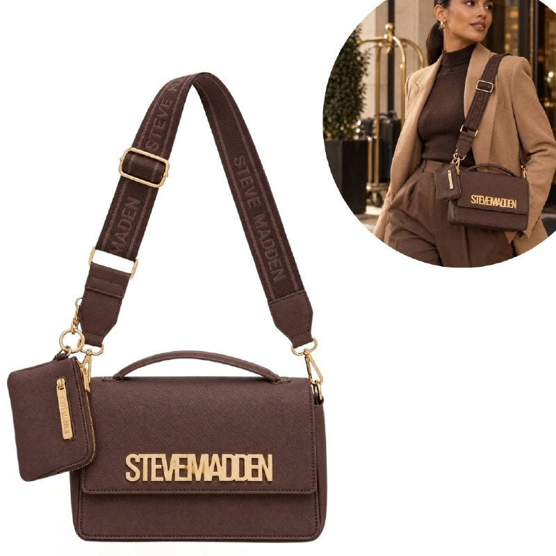 CARTERA ORIGINAL STEVE MADDEN CON CORREA INTERCAMBIABLE PARA DAMA INCLUYE MINI MONEDERO, 8X11CM 15X20CM