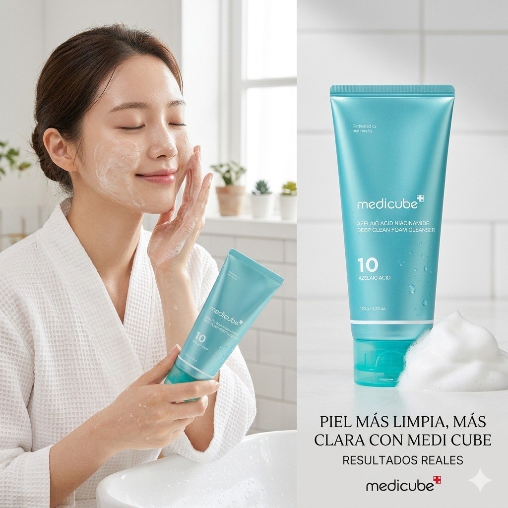 LIMPIADOR FACIAL COREANO EQUILIBRANTE CON ACIDO AZELAICO Y NIACINAMIDA MEDICUBE 120G