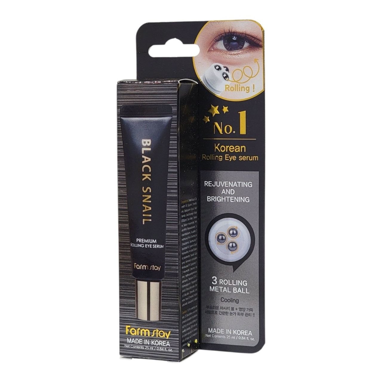 SUERO FACIAL COREANO PARA CONTORNO DE OJOS DE CARACOL NEGRO FARM STAY 25ML
