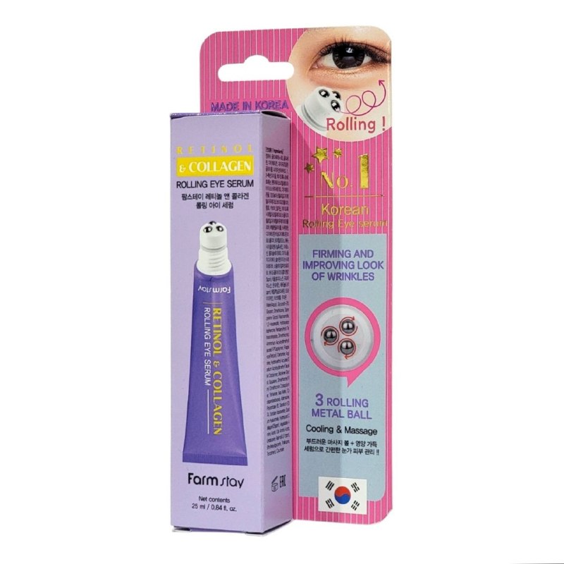 SUERO FACIAL COREANO NOCTURNO PARA CONTORNO DE OJOS ILUMINADOR Y ANTIARRUGAS CON RETINOL Y COLAGENO FARM STAY 25ML