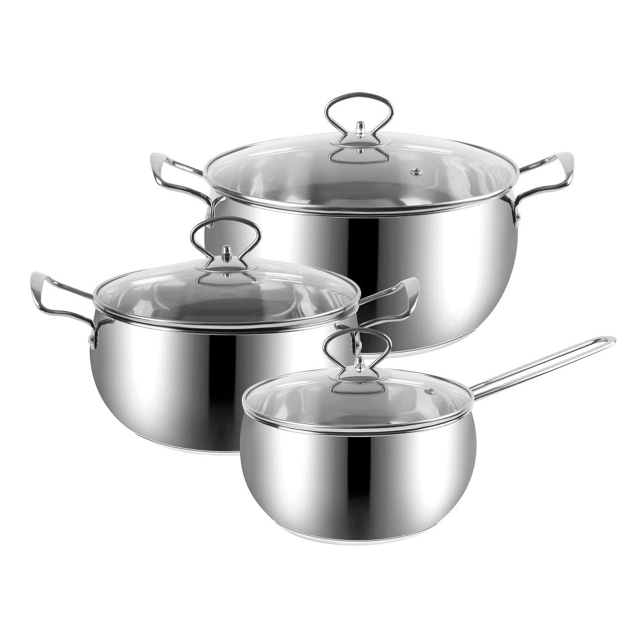 SET DE CACEROLAS DE ACERO INOXIDABLE CON TAPAS 6PCS DORAL KITCHEN