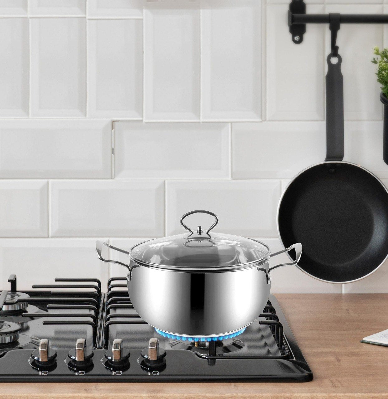 SET DE CACEROLAS DE ACERO INOXIDABLE CON TAPAS 6PCS DORAL KITCHEN