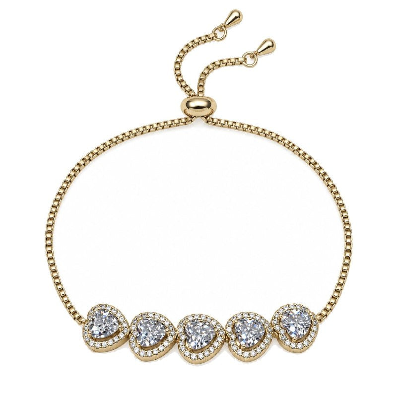 PULSERA DE ENCHAPE PARA DAMA CON DISEÑO DE CORAZONES 18CM